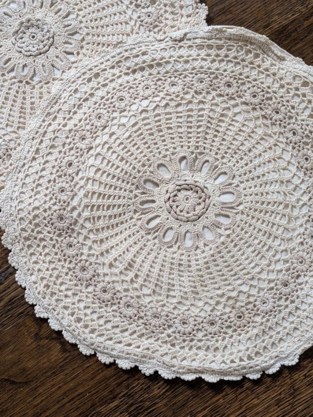Set of 2 Hand Crochet Lace Cushion Cover 15" Irish Pattern, Ecru Cotton